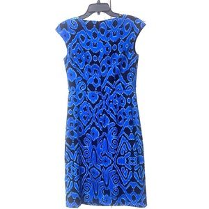 Size 4 /6 Blue Dress 97% Poly 3% Span 38" Back Neck to Bottom by Dress Barn